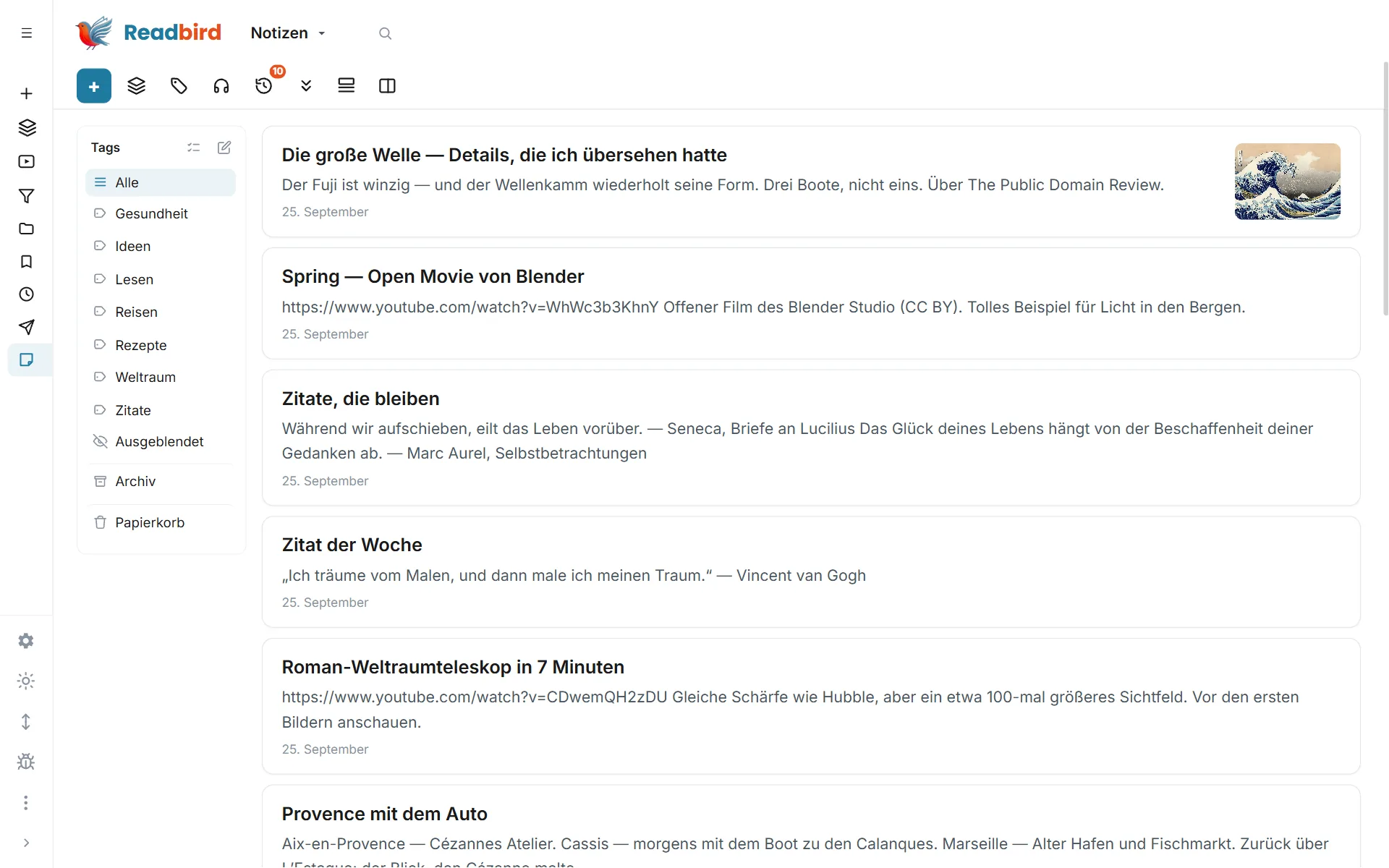 Readbird — Notizen mit Fotos, Checklisten und Videos — Magazin