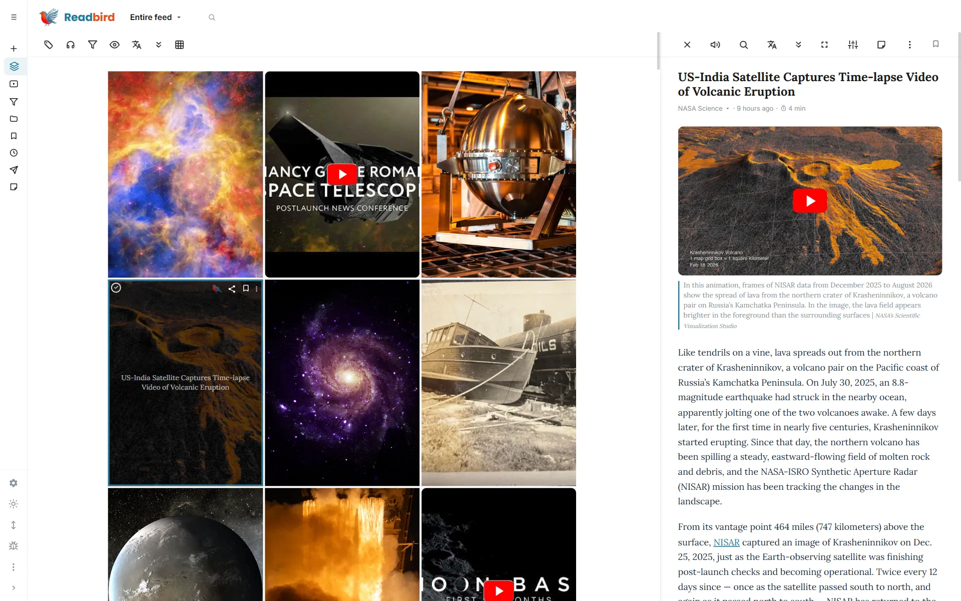 Readbird — Photo view on desktop